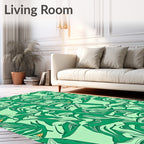 Verdant Lush Leafy Abstract Foliage Rug