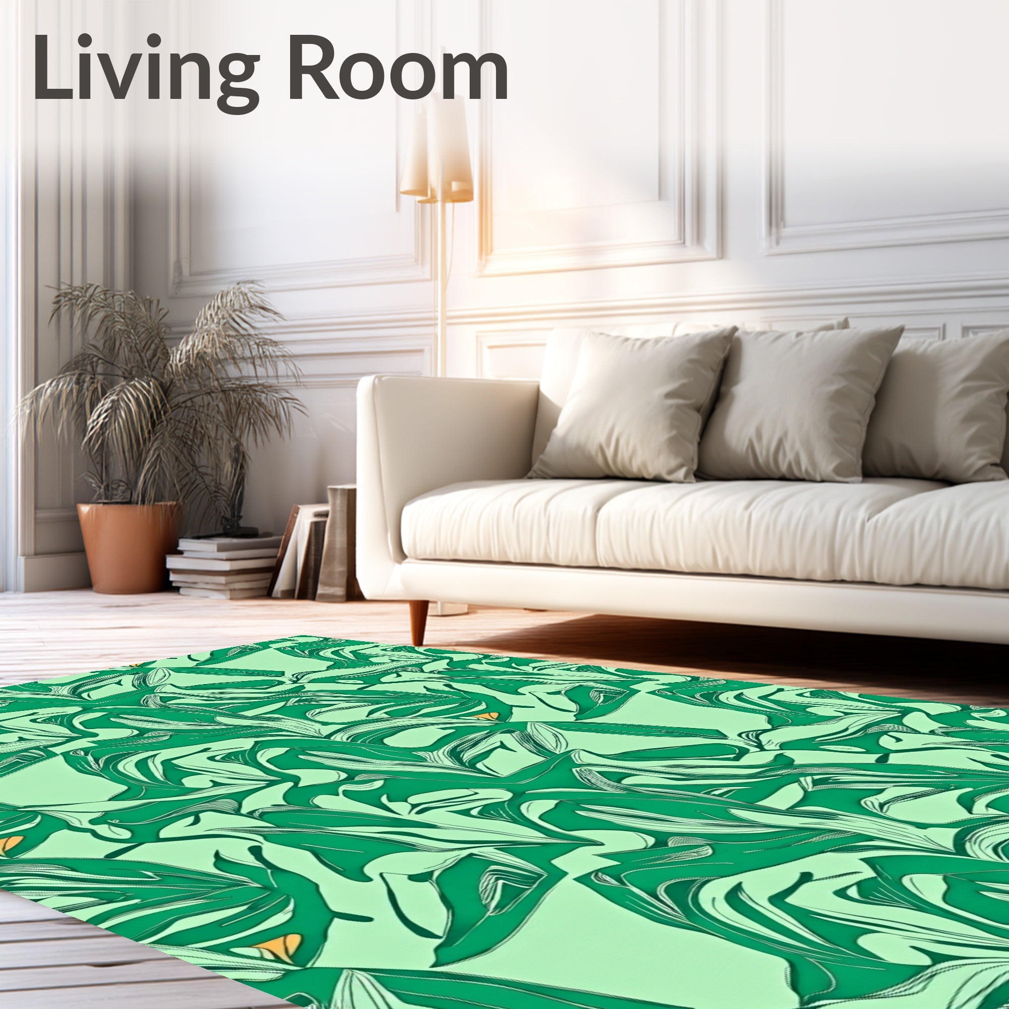 Verdant Lush Leafy Abstract Foliage Rug