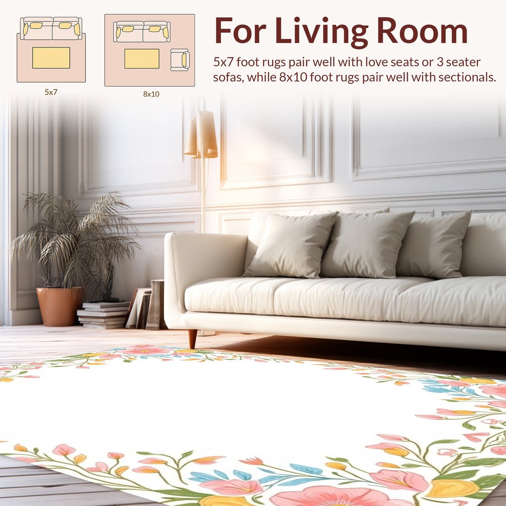 Spring Floral Border Pattern Rug