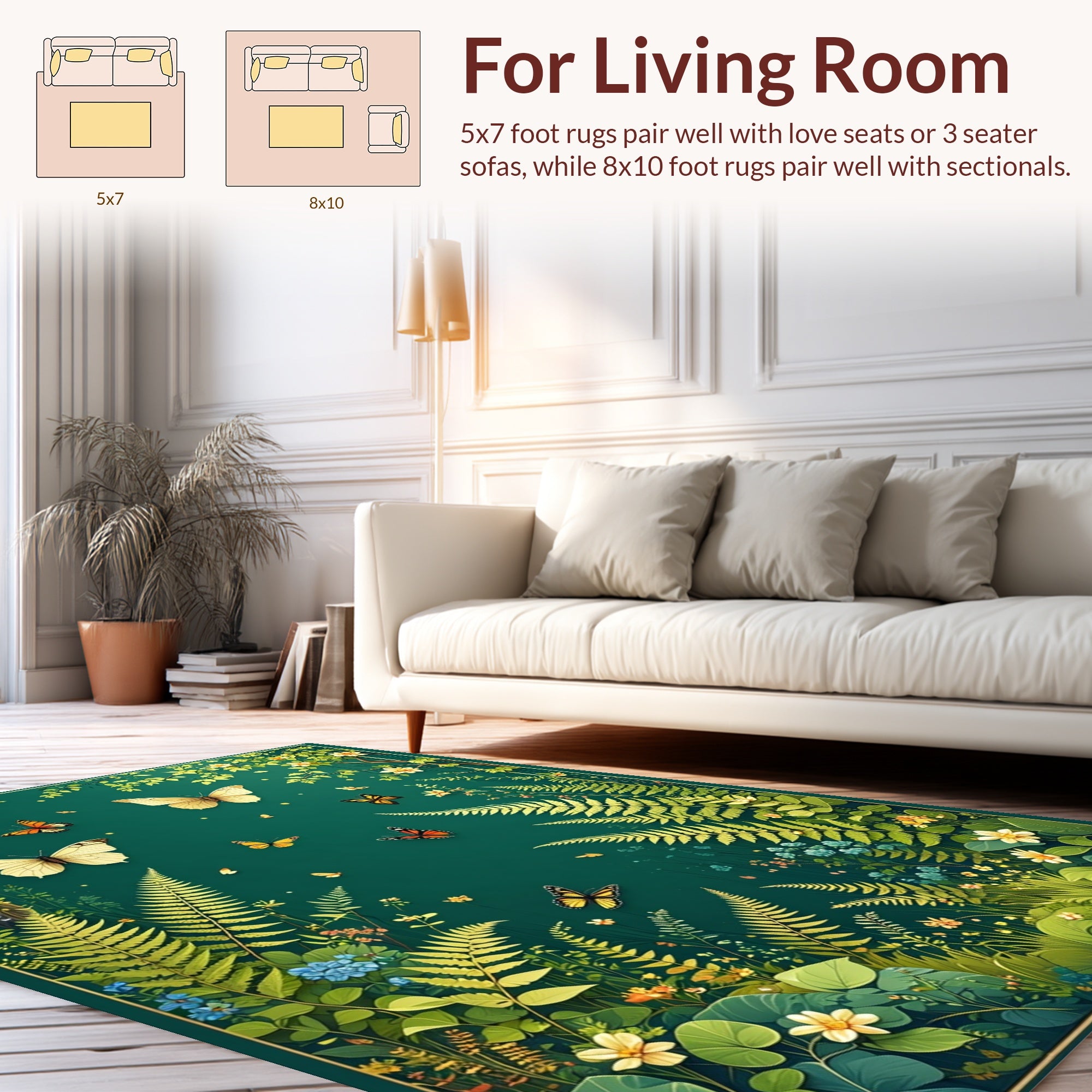 Emerald Forest Butterfly Nature Rug
