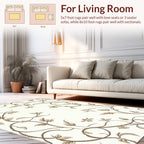 Delicate Floral Swirls Beige Design Rug