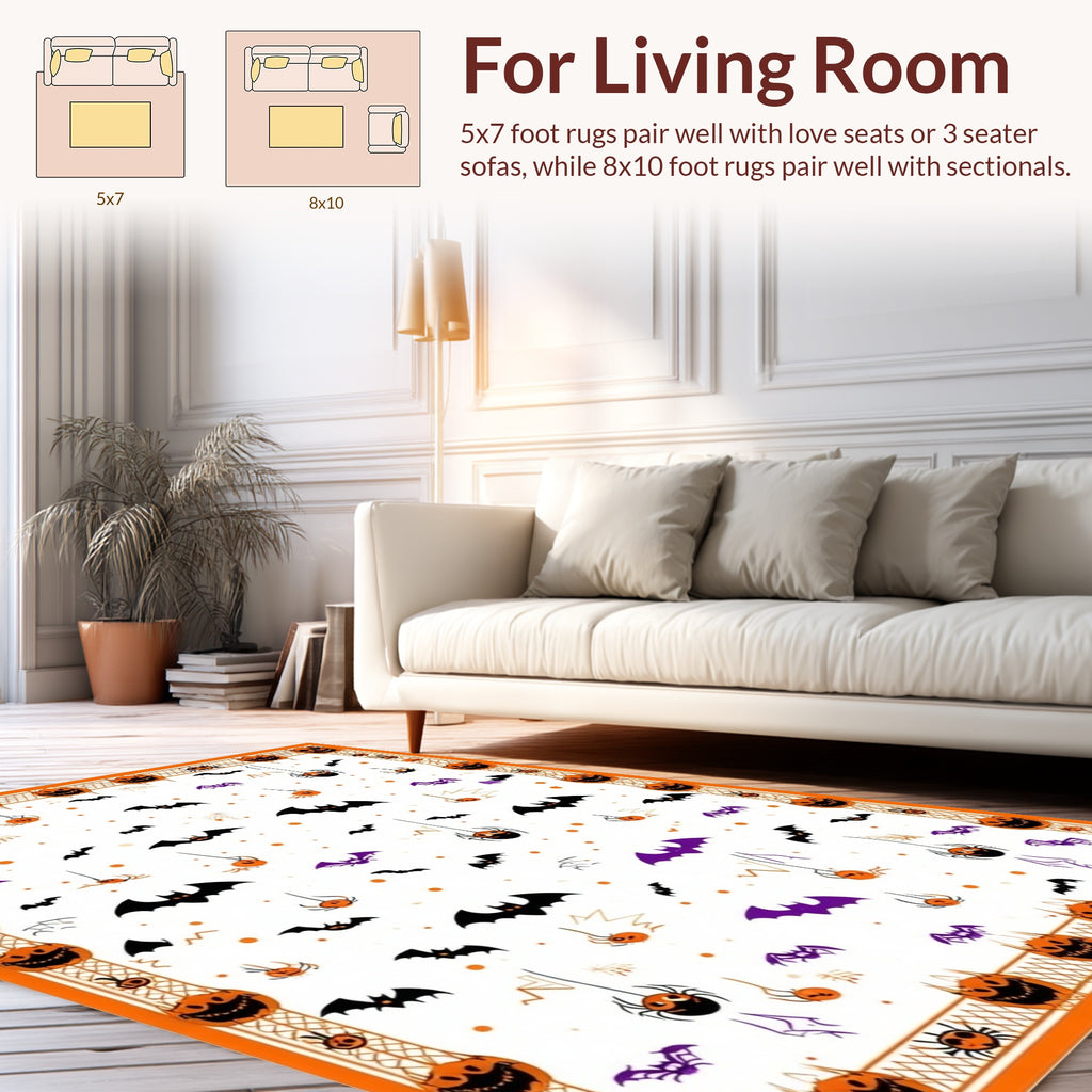 Spooky Halloween Bats Spiders Design Rug