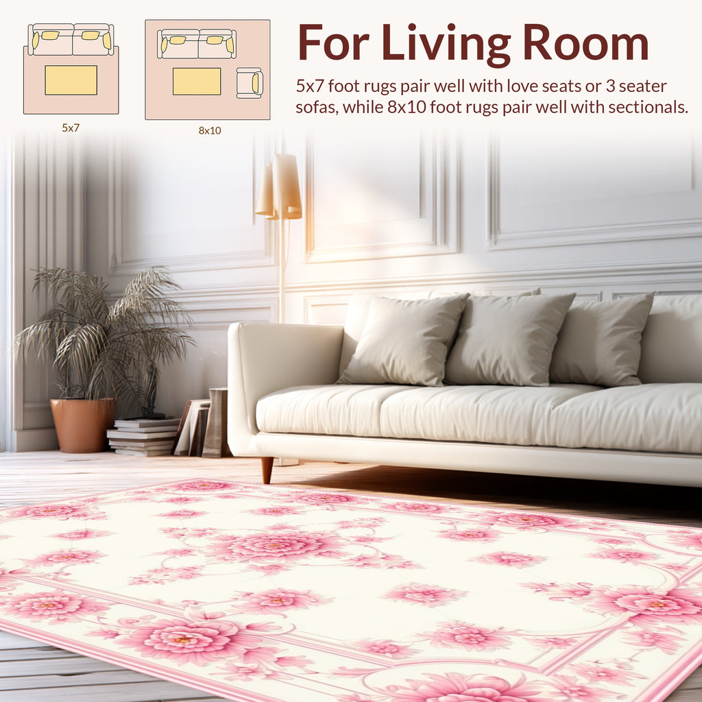 Elegant Pastel Floral Pattern Rug