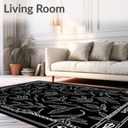 Black and White Foliage Vine Art Rug