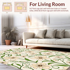 Cream Floral Vine and Leaf Design Rug