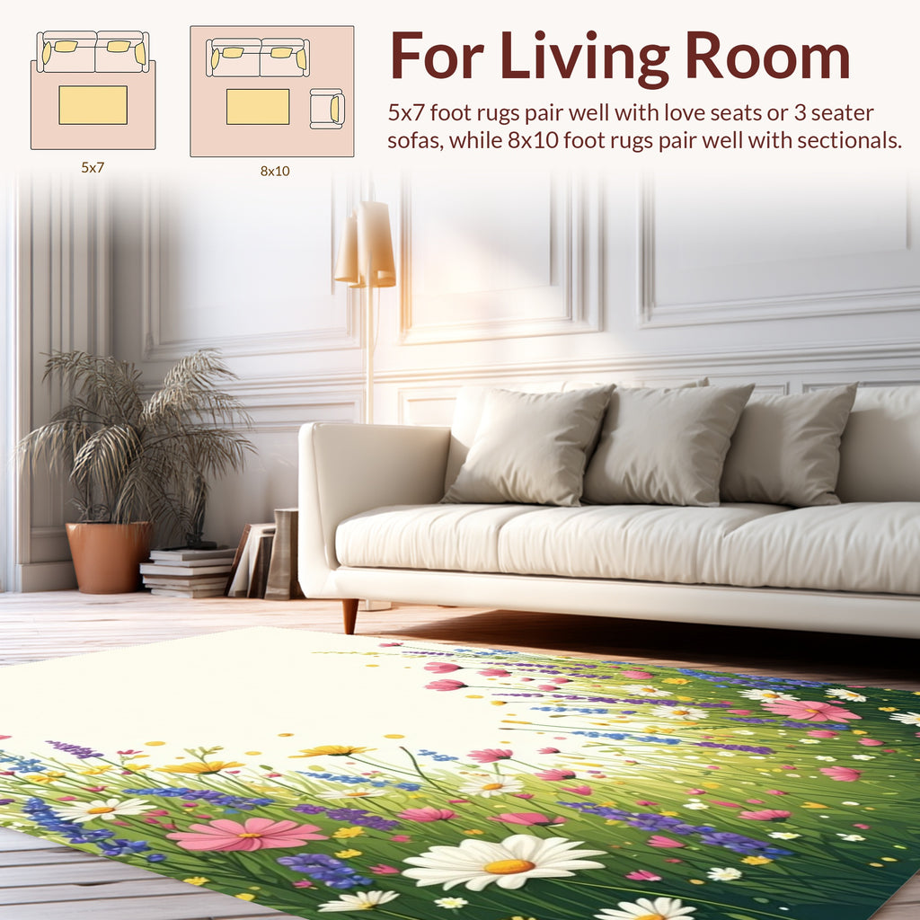 Whimsical Wildflower Meadow Pattern Rug