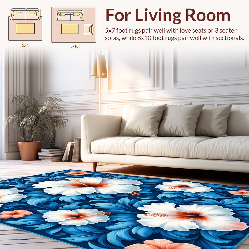 Classic Hibiscus Floral Patterns Rug