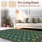 Teal Floral Art Nouveau Repeating Pattern Rug