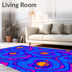 Cosmic Swirling Blue Planet Rings Rug