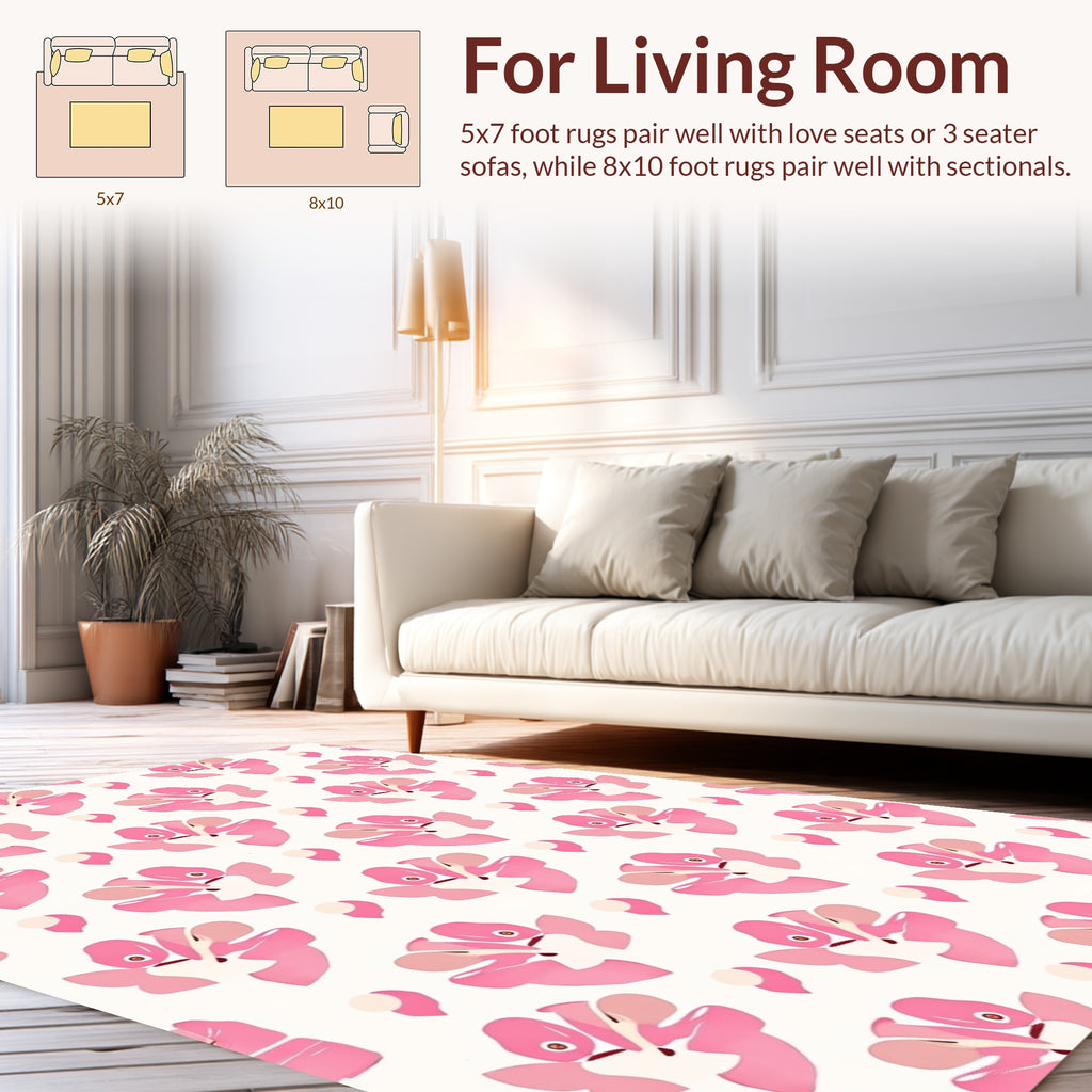 Pink Floral Patterned Abstract Rug