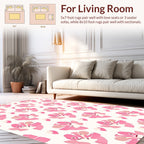 Pink Floral Patterned Abstract Rug