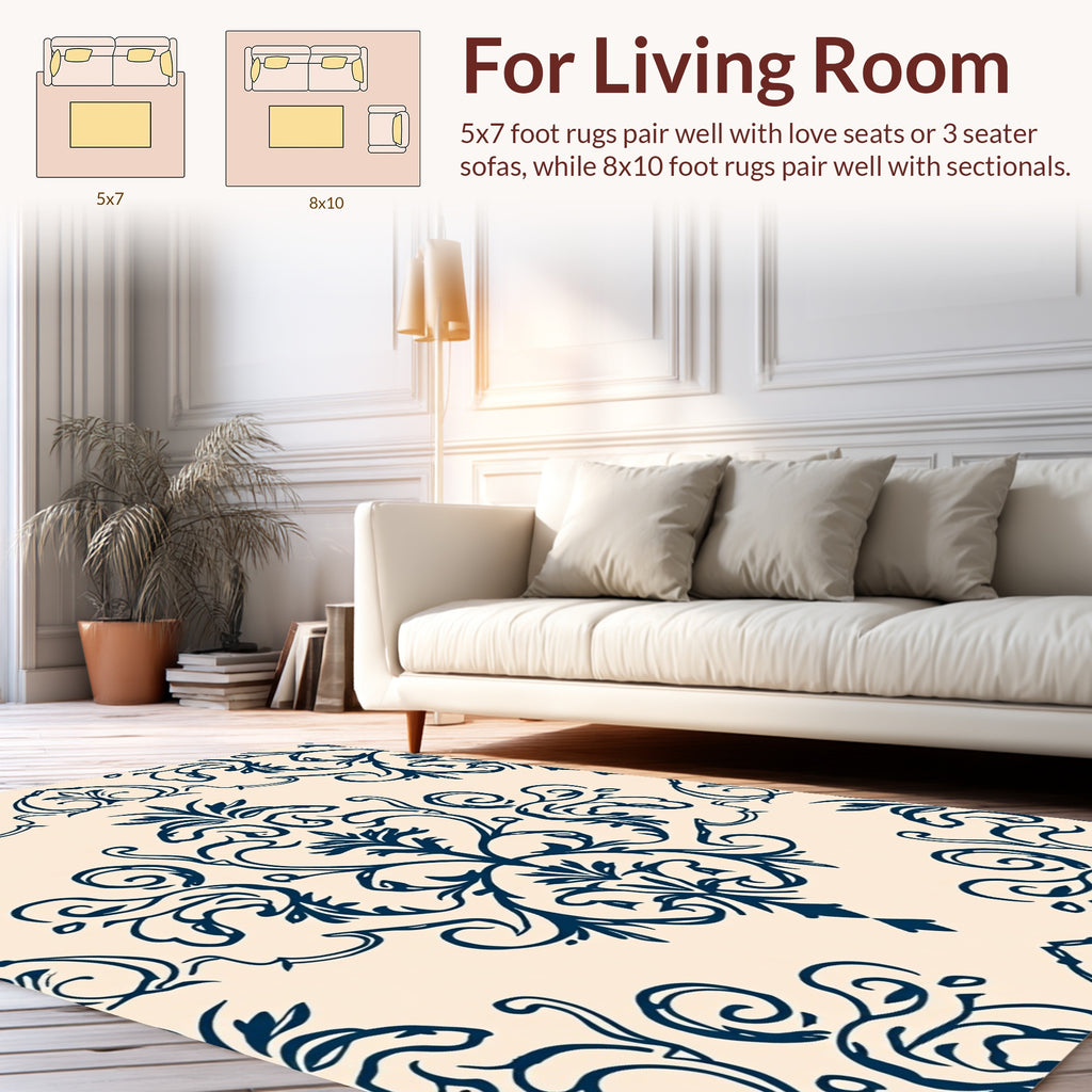 Classic Damask Swirl Motif Rug