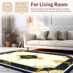 Navy Gold Ornate Floral Medallion Rug