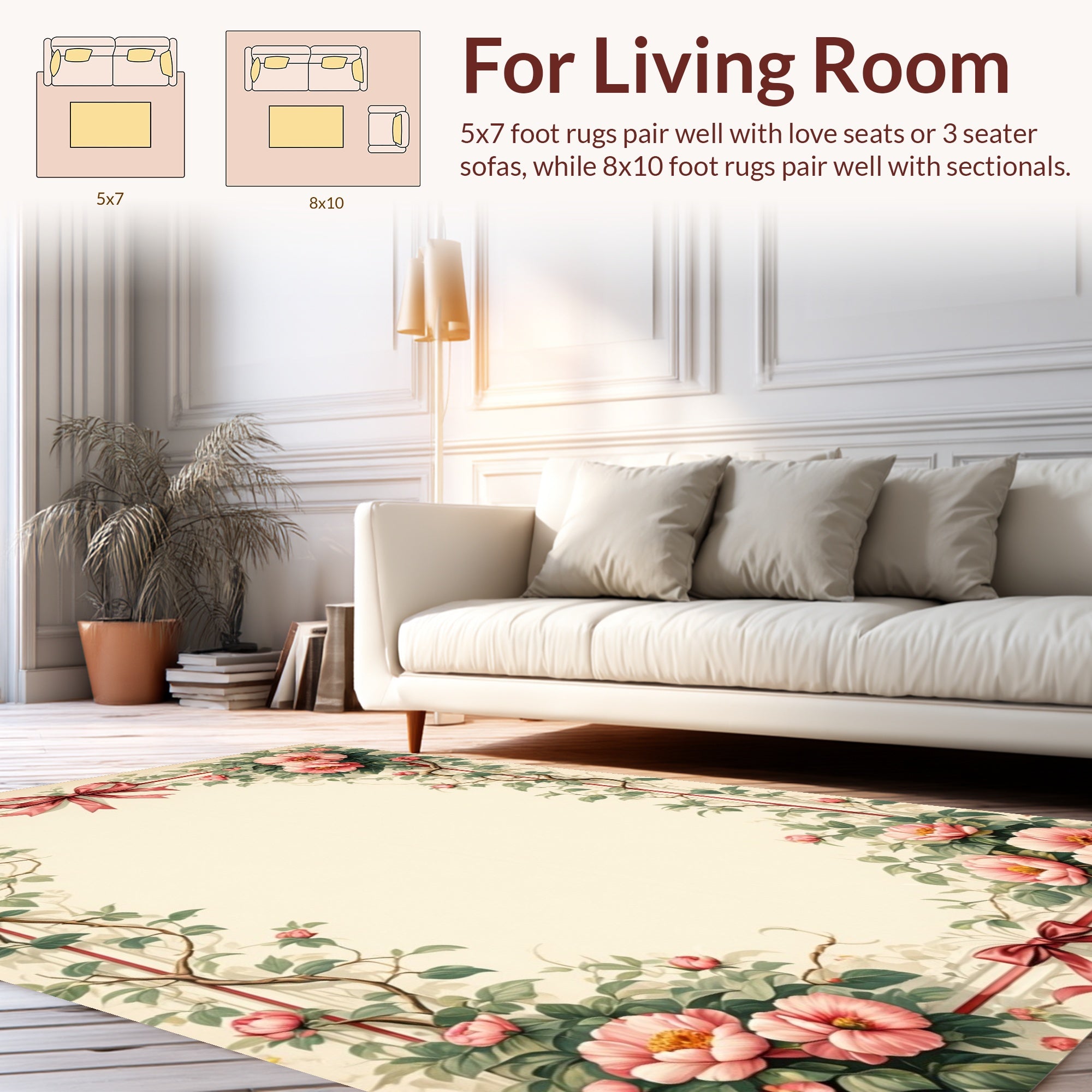 Vintage Pink Floral Vine Design Rug