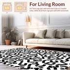 Abstract Black Tube Maze Pattern Rug