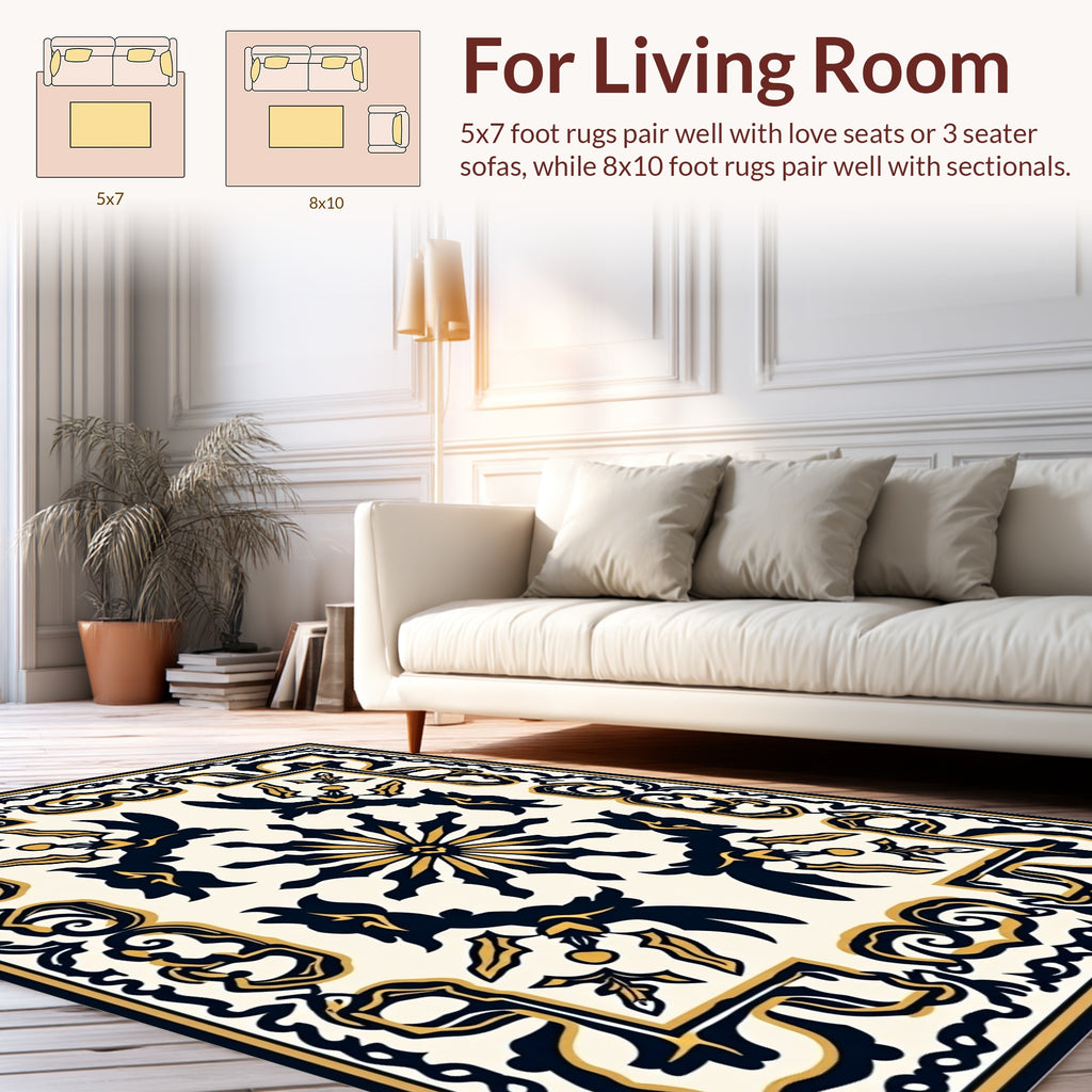 Intricate Regal Floral Patterned Design Rug