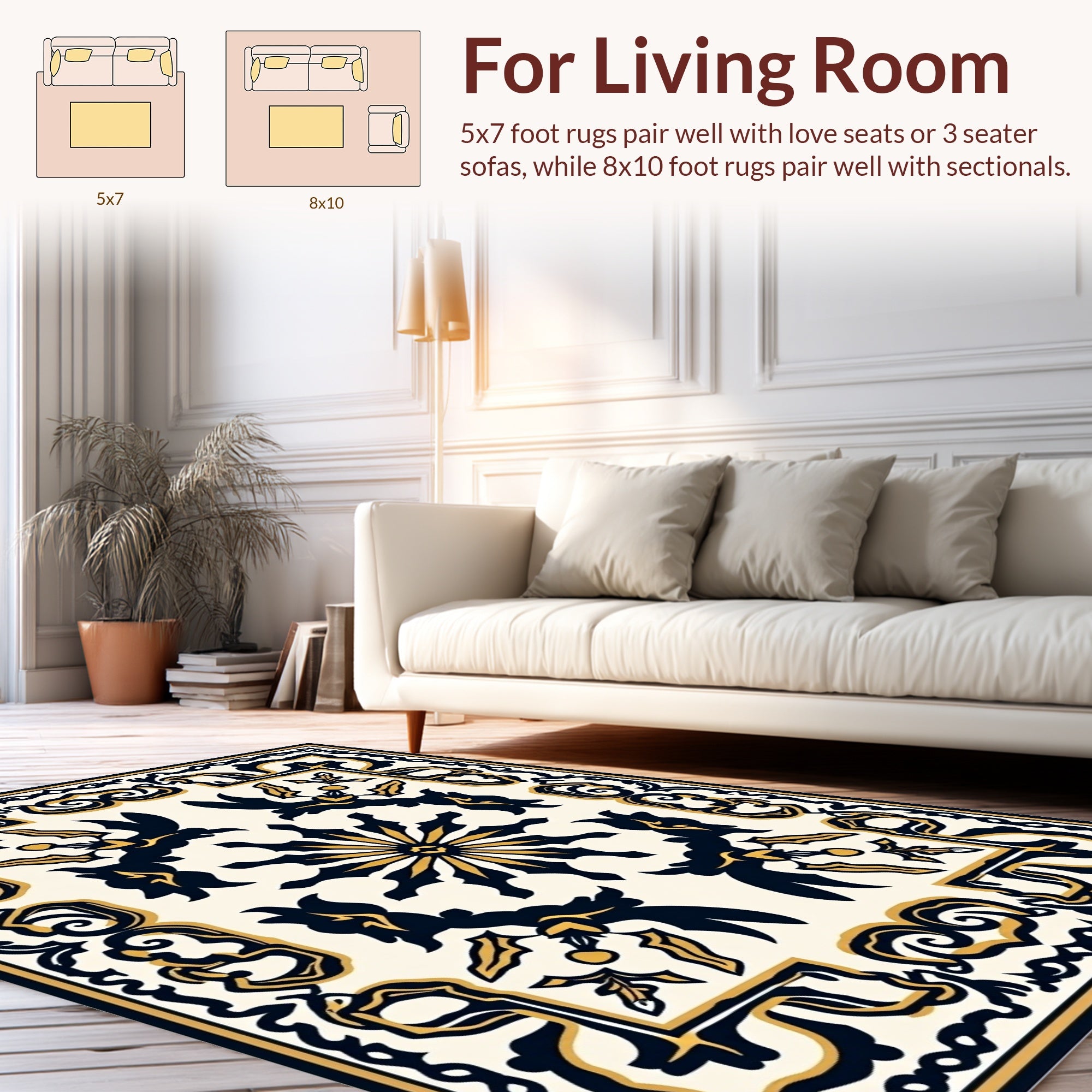 Intricate Regal Floral Patterned Design Rug