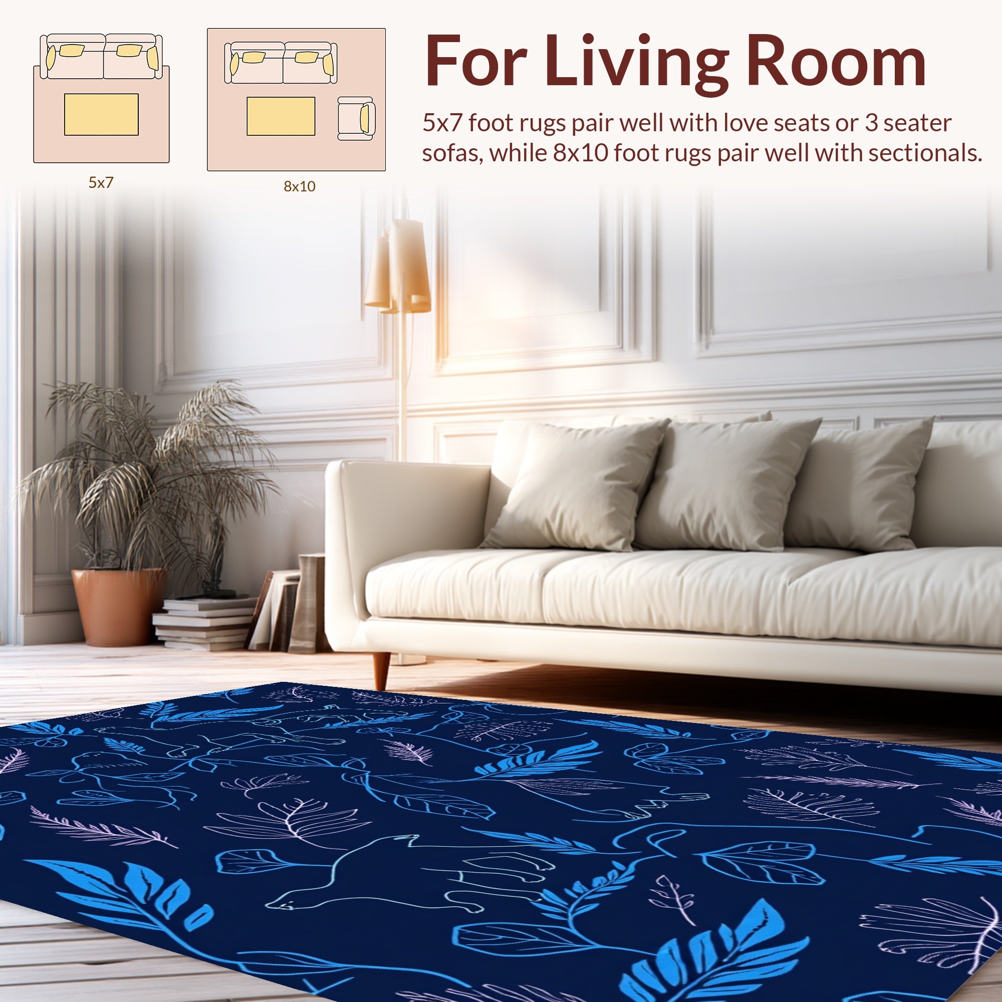 Whimsical Animals And Leaves Seamless Pattern Rug