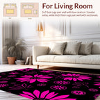 Bold Pink Floral Abstract Design Rug