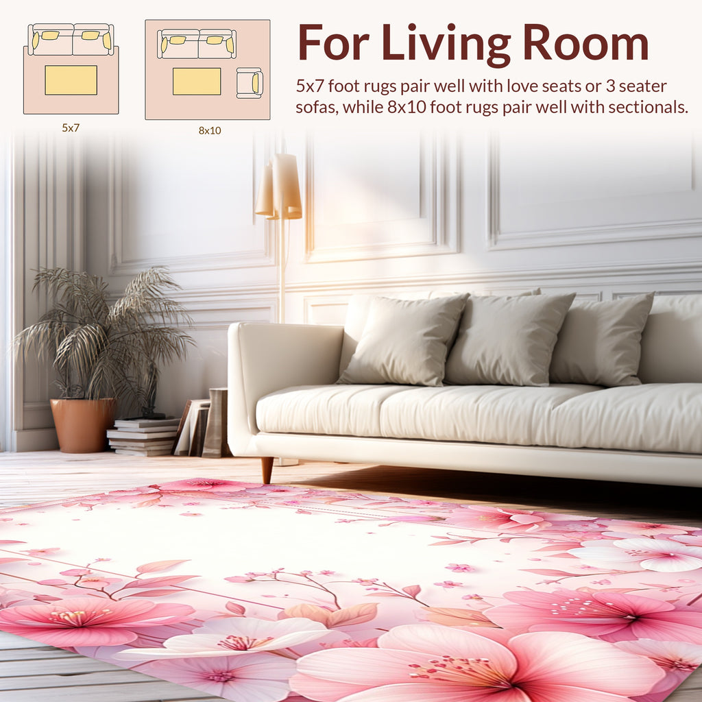 Sweet Pink Floral Pattern Rug
