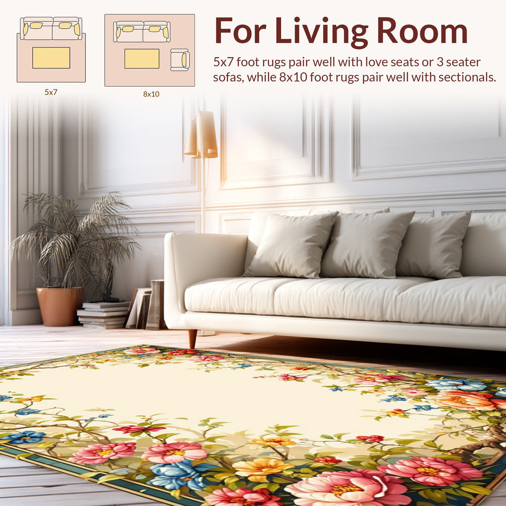Vibrant Floral Vine Pattern Rug
