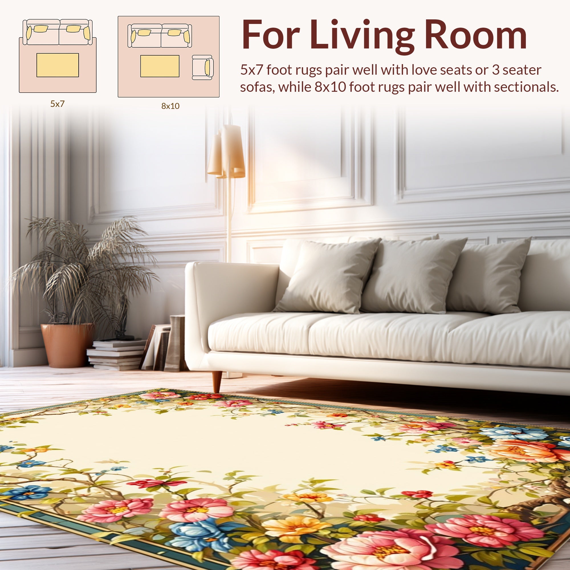 Vibrant Floral Vine Pattern Rug