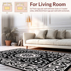 Black White Floral Mandala Design Rug