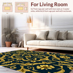 Ornate Golden Floral Medallion Pattern Rug