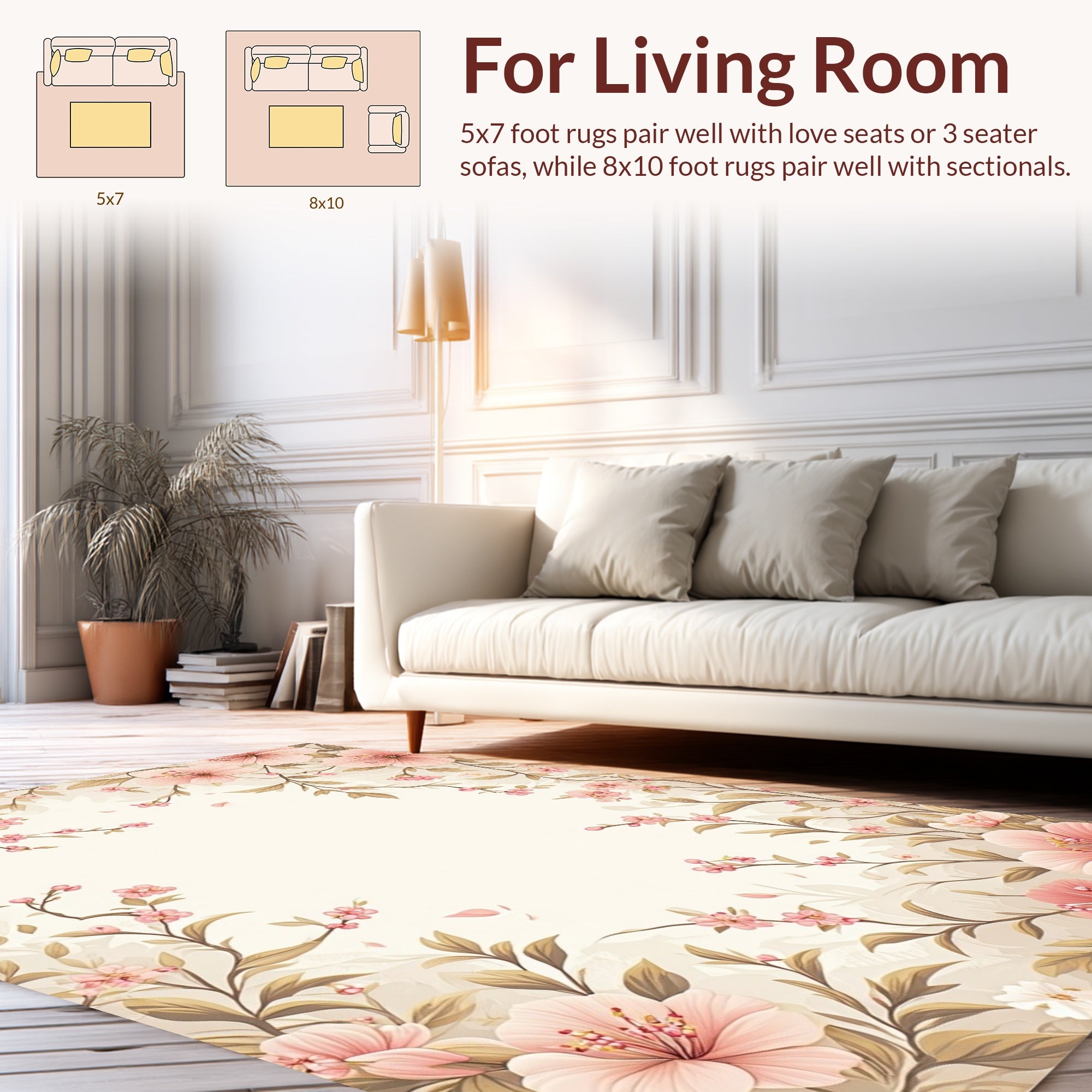 Soft Pink Blossom Vine Oriental Rug