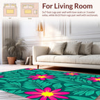Vibrant Magenta Yellow Floral Pattern Rug