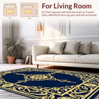 Ornate Golden Floral Medallion Rug