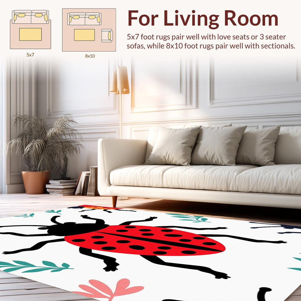 Cute Ladybugs Garden Pattern Rug