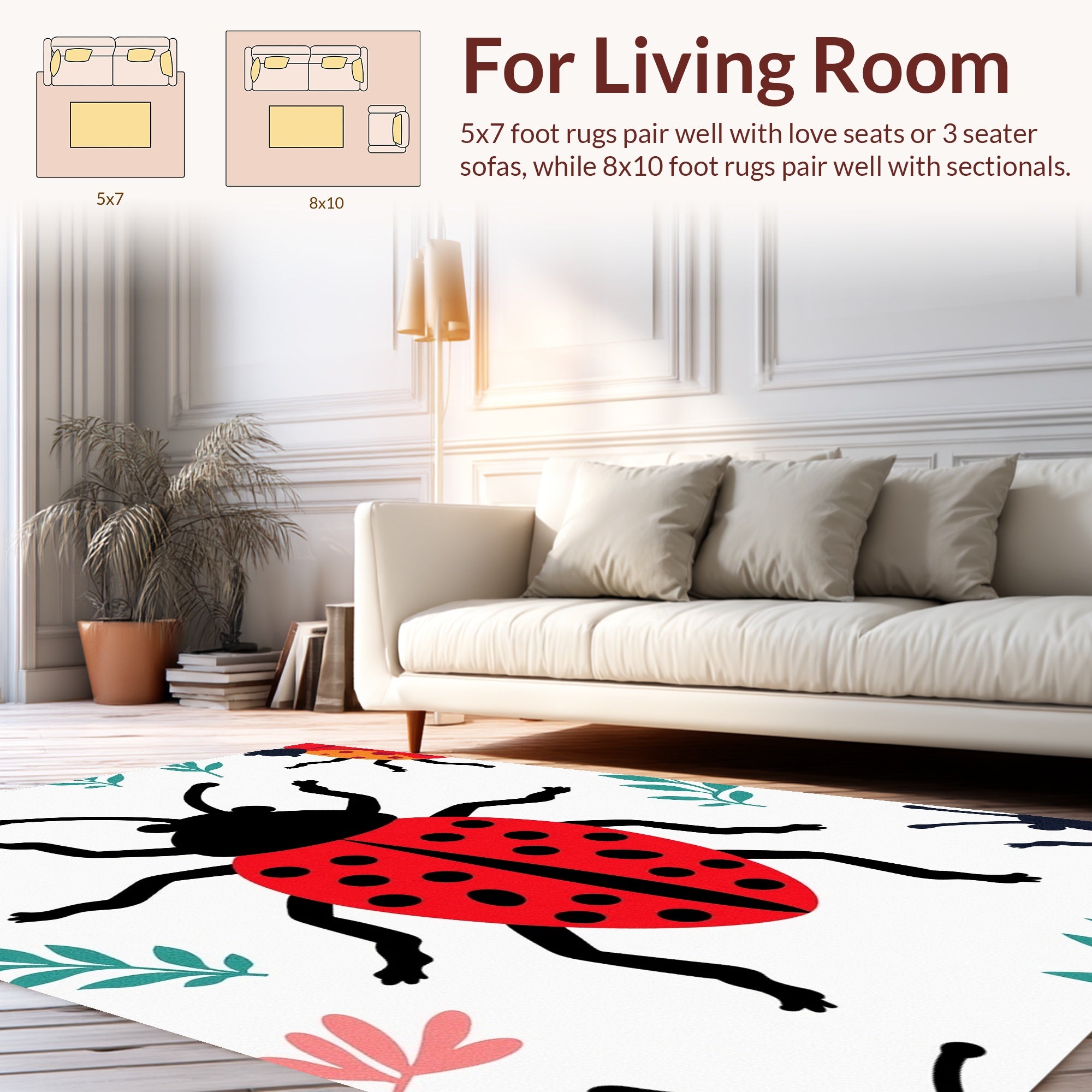 Cute Ladybugs Garden Pattern Rug