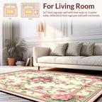 Vintage Floral Garden Pink Roses Rug