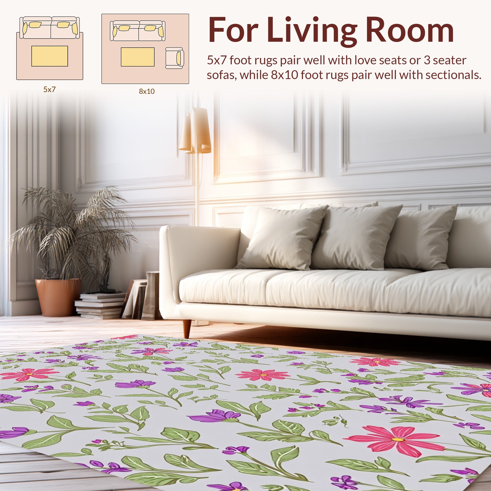 Whimsical Garden Floral Pattern Rug