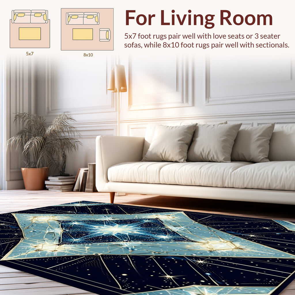Art Deco Starry Night Diamond Design Rug
