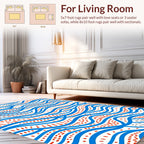 Wavy Blue And Red Speckled Pattern Rug