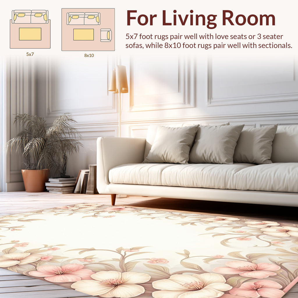 Soft Floral Vine Cream Rug