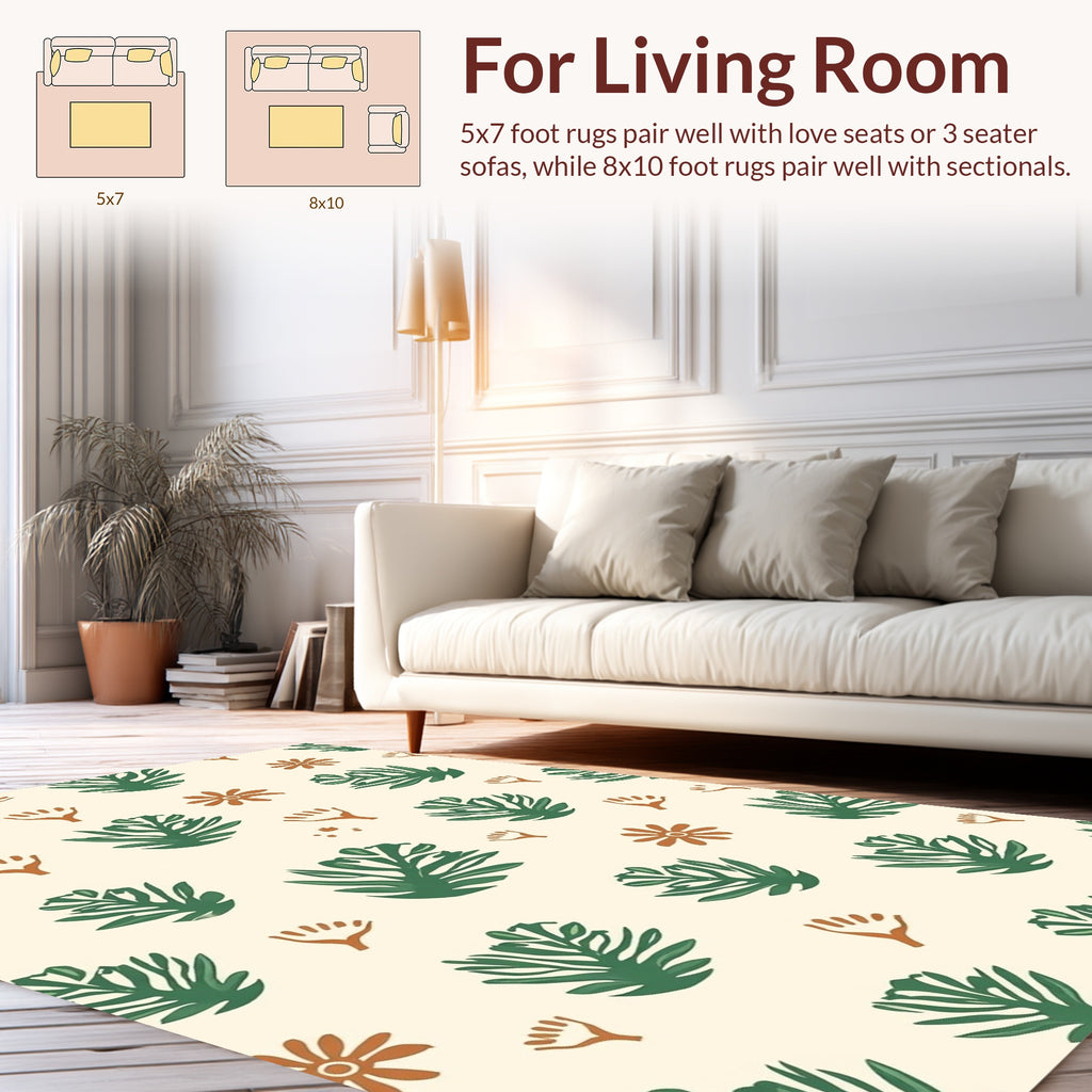 Foliage and Floral Abstract Pattern Rug