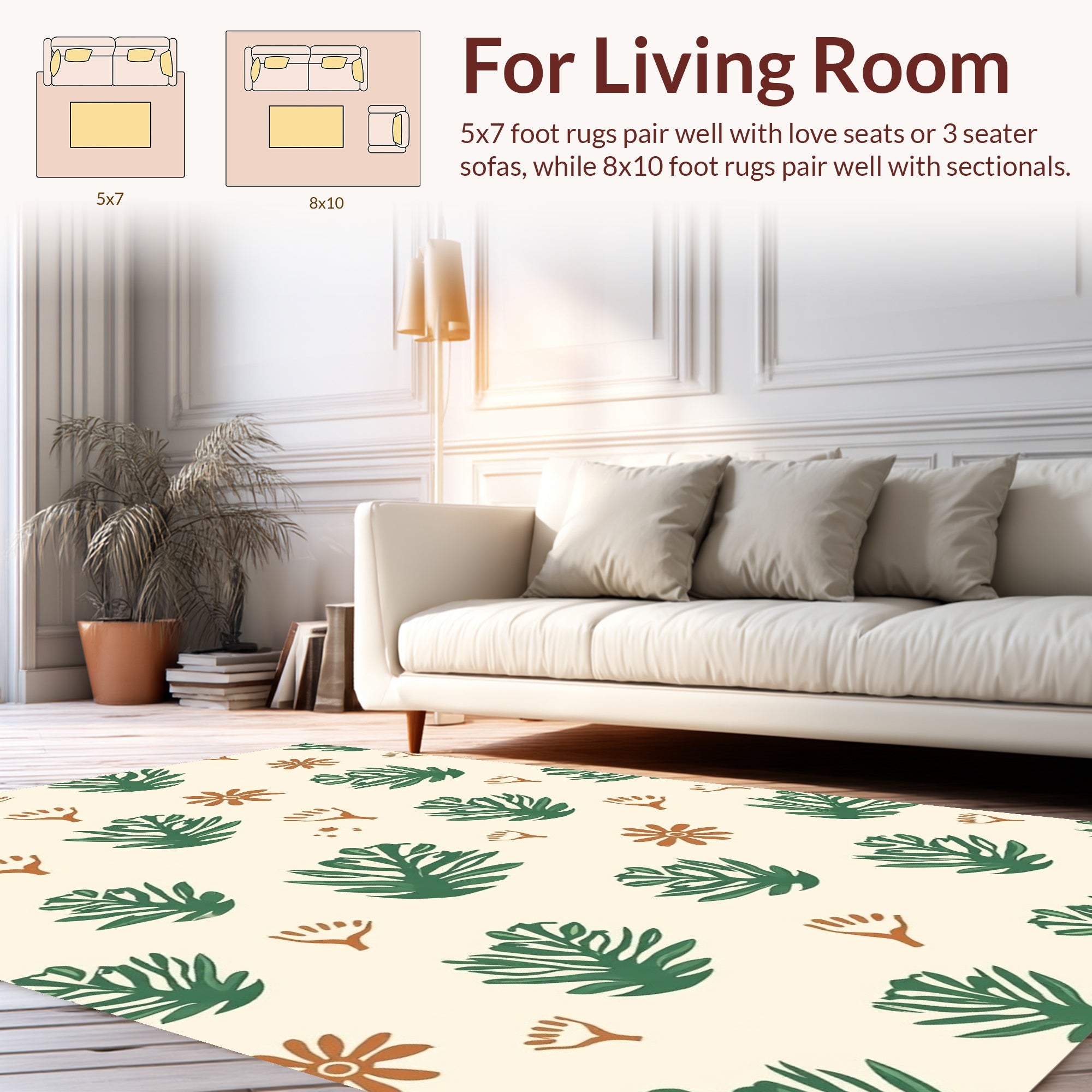 Foliage and Floral Abstract Pattern Rug