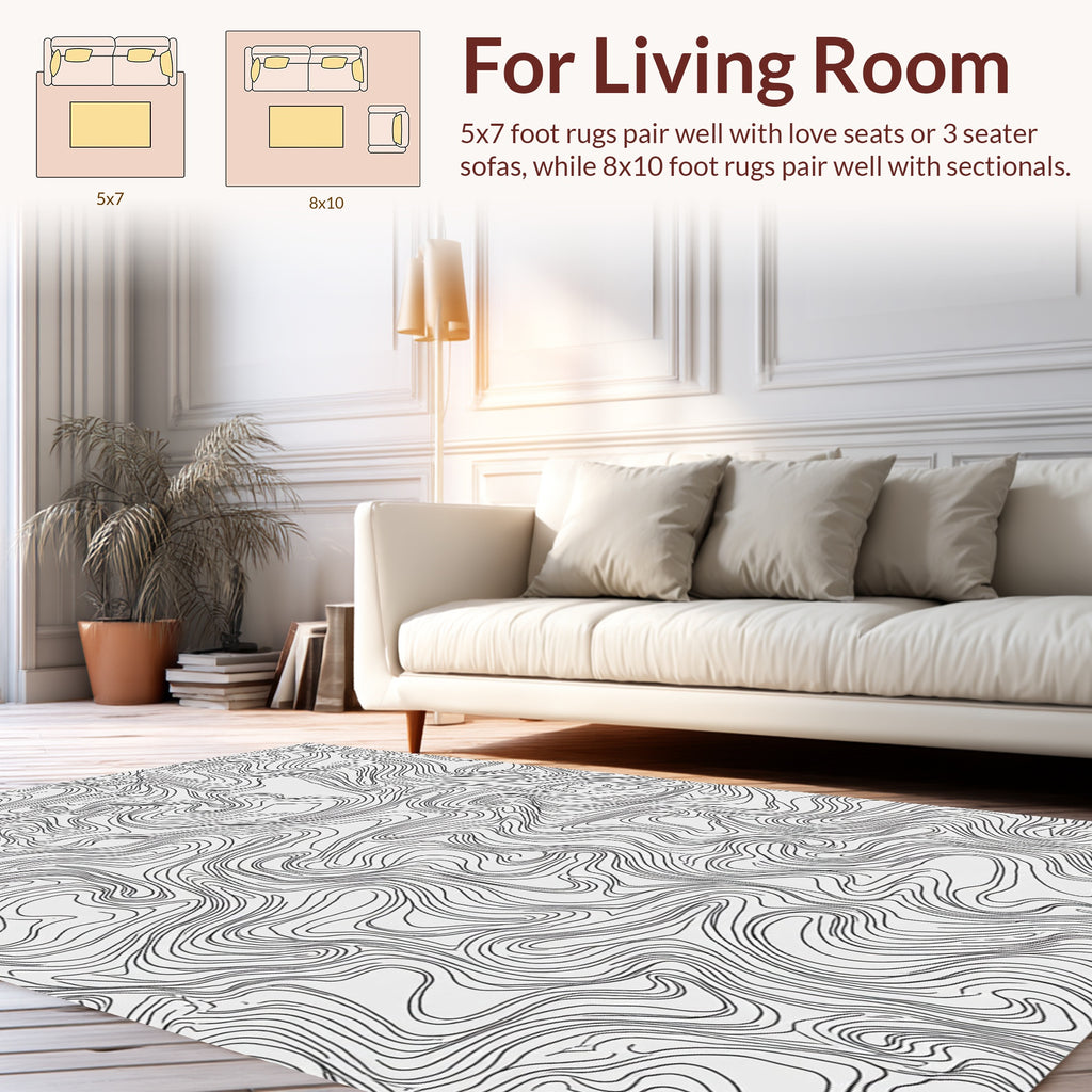 Abstract Topographical Contour Pattern Rug