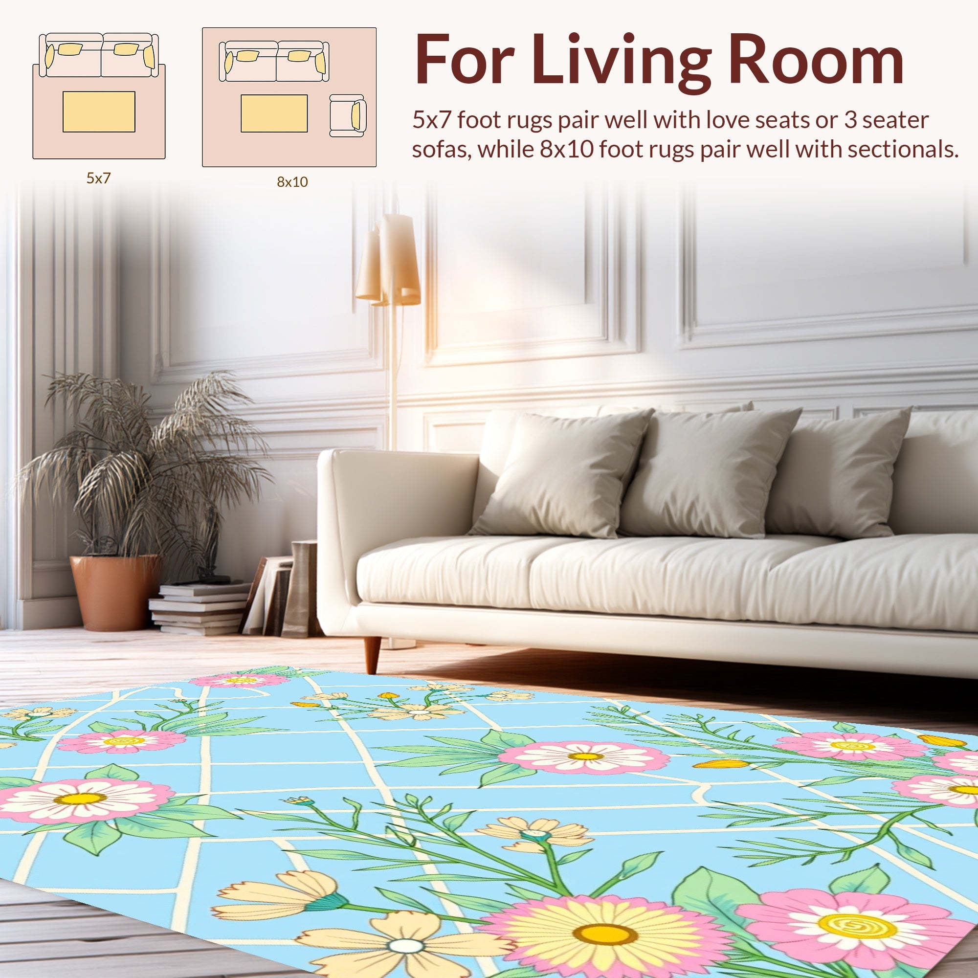 Pastel Floral Lattice Pattern Rug