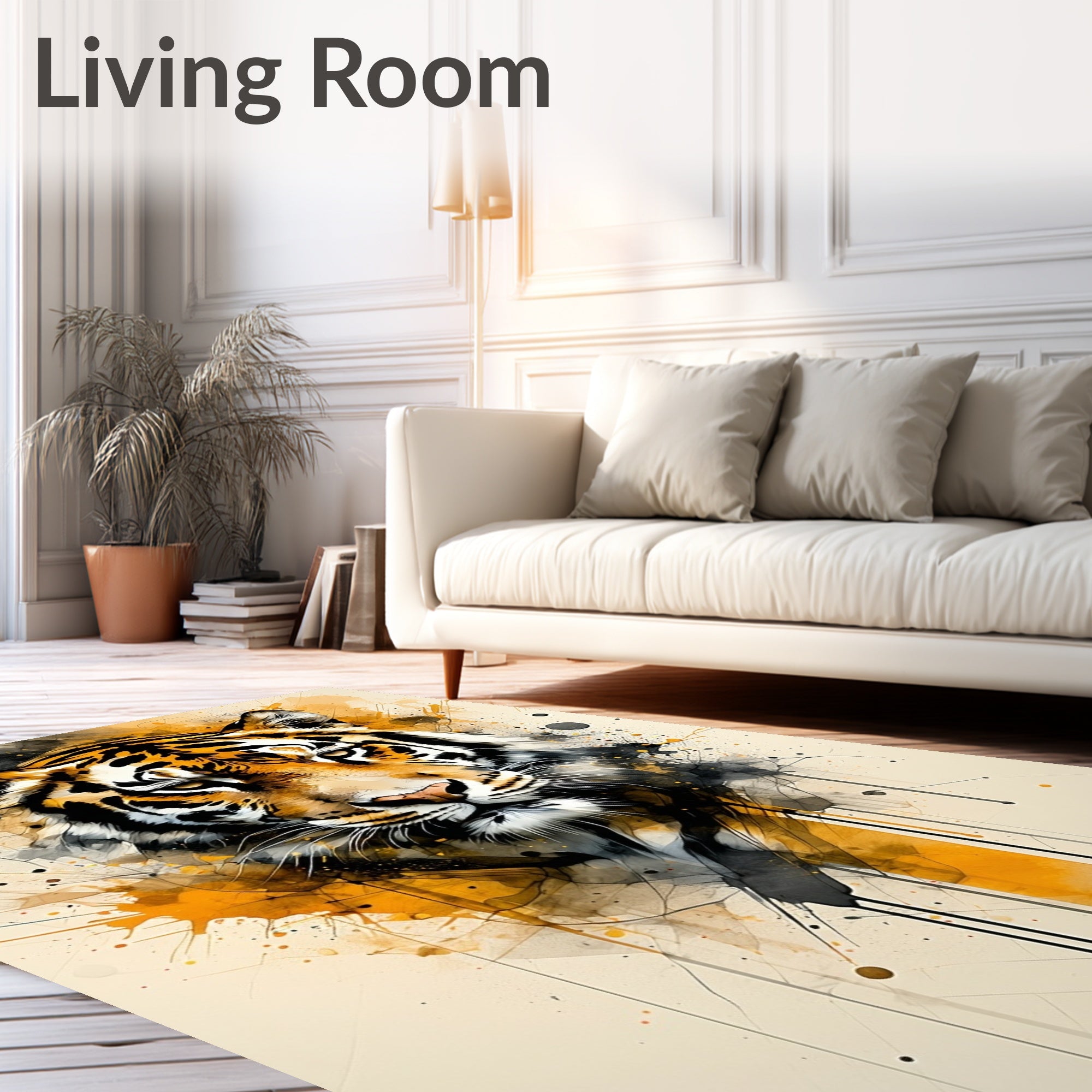 Wild Tiger Splash 2 Tone Pattern Rug