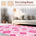 Pink Floral Sketch Pattern Rug