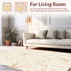 Botanical Outline Beige Floral Pattern Rug