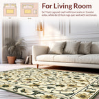 Ornate Floral Vine Motif Cream Rug