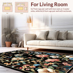 Dark Floral Vines Blossoms Rug