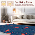 Coral Fish With Wavy Aquamarine Flow Rug