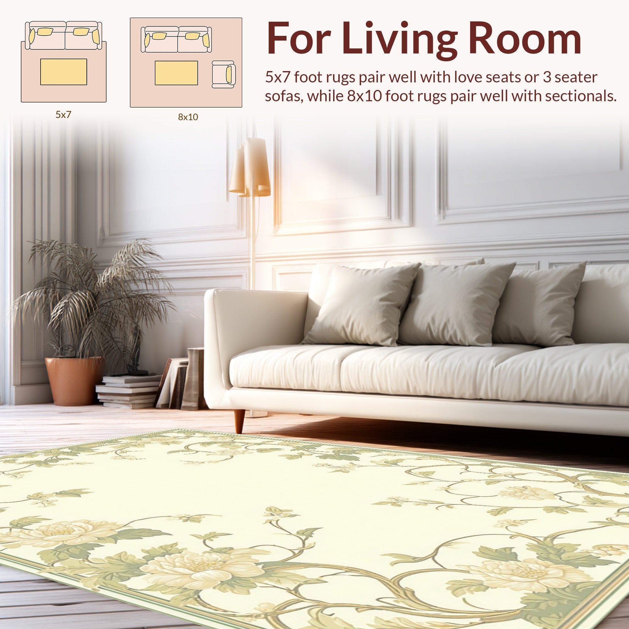 Floral Vine Vintage Inspired Design Rug