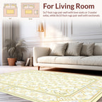 Creamy Yellow Ornate Scroll Pattern Rug